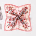 Pink silk square scarf featuring delicate floral prints and elegant satin finish - Pink Floral Print (Style 16) / 50x50cm / Light Pink Floral