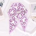 Sciarpa sottile in seta con cuori rosa e bordo viola su sfondo bianco elegante - 9.5*100cm / Cuore Rosa Viola