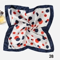 Elegant 50cm square silk scarf with red and navy polka dots on a white background - Polka Dot Print Style (Style 24) / 50x50cm / White Base Red Blue Polka Dot