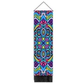 Verticale boheemse mandala wandtapijt met kleurrijke patronen en zwarte kwastjes - 32.5x130cm / Stijl 1