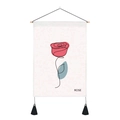 Arazzo da parete con rose vintage, asta in legno e nappe nere per decorazione - Stile 1 / 35x50cm