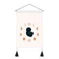 Detailed view of galaxy baby tapestry with crescent moon phases and decorative black tassels - 35x50cm / Baby & Moon Phase (Style 5)