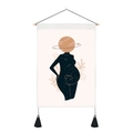 Detail of galaxy tapestry with wooden pole, tassels, and abstract pregnancy art print - 35x50cm / Abstract Maternity Art (Style 6)