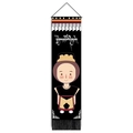 Tibetan cultural tapestry with ethnic cartoon figure and black tassels for wall decor - Male Ethnic Character (Style 1) / 32.5x130cm