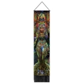 Detailed tapestry with psychedelic wizard illustration and elegant black bottom tassels - 32.5x130cm / Shaman Nature Art(Style 3)