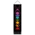Vertical Chakra tapestry with digital print, wooden hanging rod and black tassels - 32.5x130cm / Black Background Chakra Symbols (款式1)