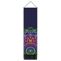 Vertical bohemian blue mandala tapestry with colorful geometric patterns and black tassels - 32.5x130cm / Style 1-Rainbow Mandala (Dark Blue)