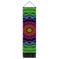 Mandala wall tapestry with gradient print, black tassels, and wooden hanging pole decor - 32.5x130cm / Style 2-Colorful Mandala (Black Bottom)