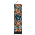 Bohemian mandala tapestry with colorful symmetric patterns and black decorative tassels - 32.5x130cm / Multicolor Mandala (Style 1)