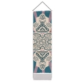 Bohemian geometric wall hanging tapestry with ethnic patterns and wooden support rod - 32.5x130cm / Cyan Purple Ethnic Geometric Style (Style 2)