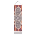 Vertical bohemian mandala tapestry with wooden hanging rod and orange geometric pattern - 32.5x130cm / Orange Purple Retro Radial Style (Style 3)