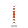Bohemian floral moon phase wall hanging with wooden rod and grey tassel detail - 32.5x130cm / White Moon Phase Flower