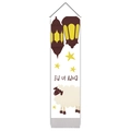Eid ul Adha wall hanging decoration with lantern and sheep print on wooden scroll - 32.5x130cm / Single Sheep With Star And Moon (Style 1)