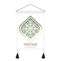 Detailed macro view of a Nordic style mandala wall hanging tapestry with black tassels - Nordic Mandala Pattern (Style 6) / 35x50cm