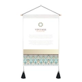 Detail of vintage wall tapestry with wood hanger, ethnic geometric patterns and tassels - Ethnic Geometric Pattern (Style 7) / 35x50cm