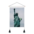 Nordic wall hanging tapestry featuring Statue of Liberty with rose, wood pole and tassels - 35x50cm / Statue Of Liberty Style (Style 1)