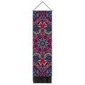Mandala wall hanging tapestry with vintage bohemian patterns and black tassels decor - 32.5x130cm / Style 2
