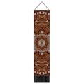 Vertical bohemian mandala tapestry with red tones, wooden rod and black tassels - 32.5x130cm / Mandala Style 1