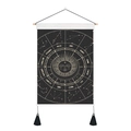 Detail of black tarot tapestry with golden sun and zodiac constellations and tassels - 35x50cm / Face Sun Zodiac (Style 3)