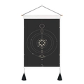 Detail of Nordic tarot tapestry with astronomical orbits and minimalist wooden hanger - 35x50cm / Celestial Orbit (Style 6)