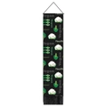 Vertical wall tapestry with green organic vegan vegetable patterns and black fringes - 32.5x130cm / Style 3-Black Vegan Organic