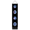 Black cotton linen tapestry featuring blue brain MRI prints with tassels for home decor - 32.5x130cm / Blue Red Brain Pathology Image (Style 1)
