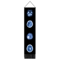 Vertical brain scan art tapestry with wood hanger and black fringe for home wall decor - 32.5x130cm / Blue White Brain Scan Slices (Style 2)