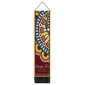 Verticaal bohemien mandala wandkleed met ophangroede en zwarte kwastjes decoratie - 32.5x130cm / Bourgondië Mandala (Stijl 1)