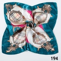 Lake blue and pink square silk scarf with baroque motifs and a subtle plaid pattern - Blue Baroque Check (Style 32) / 50x50cm / Blue White Rose Pink Check