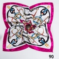 Silk square scarf with horse bridle pattern in fuchsia and white 90x90cm style - Magenta Equestrian Pattern (Style 33) / 50x50cm / Magenta White Base Equestrian