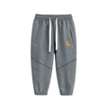 Graue Kinder-Sporthose mit orangem Dinosaurier-Druck und bequemem Gummizugbund - 90cm / Dunkles Carbongrau