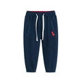 Pantalón jogger azul oscuro para niño con bordado de dinosaurio rojo y cordón - 120cm / Azul real
