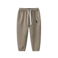 Khaki toddler boys joggers with drawstring waist and small blue dinosaur embroidery - 120cm / Dark Khaki