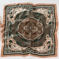 Elegant floral print square silk scarf with vintage dark green and gold baroque pattern - Totem Paisley
