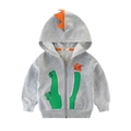 Felpa con cappuccio grigia da bambino con patch dinosauro verde e pinne arancioni - 100cm / Grigio Melange