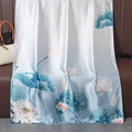 Écharpe en soie de style chinois avec élégant imprimé lotus et dégradé bleu - 180*90CM / Lotus Sortant de l'Eau