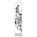 Vertical wall scroll detail featuring a snake coiled on antlers with floral line art - 32.5x130cm / Snake with Antlers