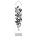 Vertical wall hanging scroll with black and white snake and rose floral artistic print - 32.5x130cm / Snake and Rose