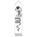 Detail of snake and dagger print on a scroll canvas with wooden rod and black tassel - 32.5x130cm / Cobra and Dagger