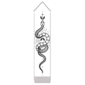 Vertical wall scroll featuring mystical snake, crescent moon, and stars with tassels - 32.5x130cm / Moon and Serpent
