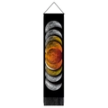 Verticale maanfasen wandkleed met zwarte franjes en een houten ophangsysteem - 32.5x130cm / Stijl 3