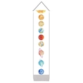 Vertical solar system tapestry with watercolor planets and top hanging wooden bar - 32.5x130cm / White Watercolor Solar System (Style 1)