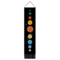 Solar system wall tapestry with colorful planets and black tassels for home decor - 32.5x130cm / Black Universe Planets (Style 2)