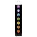 Detailed view of Seven Chakras wall tapestry featuring mandala patterns and black tassels - 32.5*130cm / Black Seven Chakra Mandala (Style 1)
