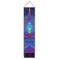 Vertical seven chakra meditation tapestry with purple silhouette and black tassels - 32.5*130cm / Starry Sky Meditation Silhouette (Style 2)