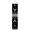 Detailed macro view of the meditation chakra tapestry featuring moon phases and black tassels - 32.5*130cm / Black Moon Phase Chakra Silhouette (Style 6)