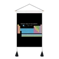 Quadro tavola periodica degli elementi con gancio in legno e nappe su tela - 35x50cm / Sfondo Nero Blocchi Colorati (Stile 1)