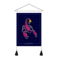 Scorpio constellation tapestry with navy starry sky and wooden hanging rod with tassels - 35x50cm / Scorpio (Style 2)