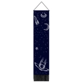 Arazzo a tema spaziale con astronauta, asta in legno e frange decorative - 32.5x130cm / Stile Astronauta sulla Luna e Nave (Stile 4)