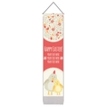 Striscione verticale di Pasqua con pulcini e scritta Happy Easter su sfondo bianco - Standard / Stile Gallo Rosso